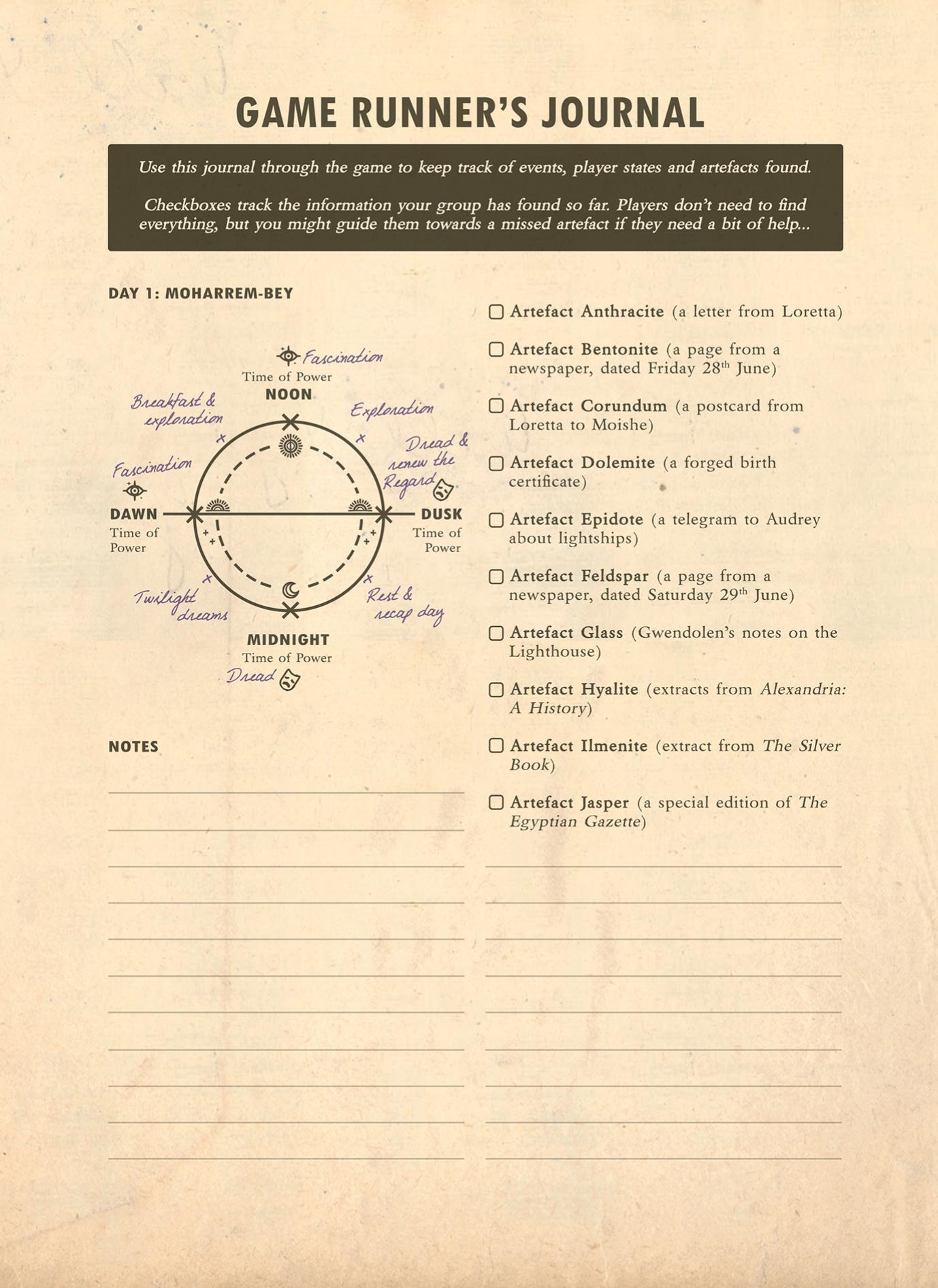 The Lady Afterwards - Game Runner's Journal