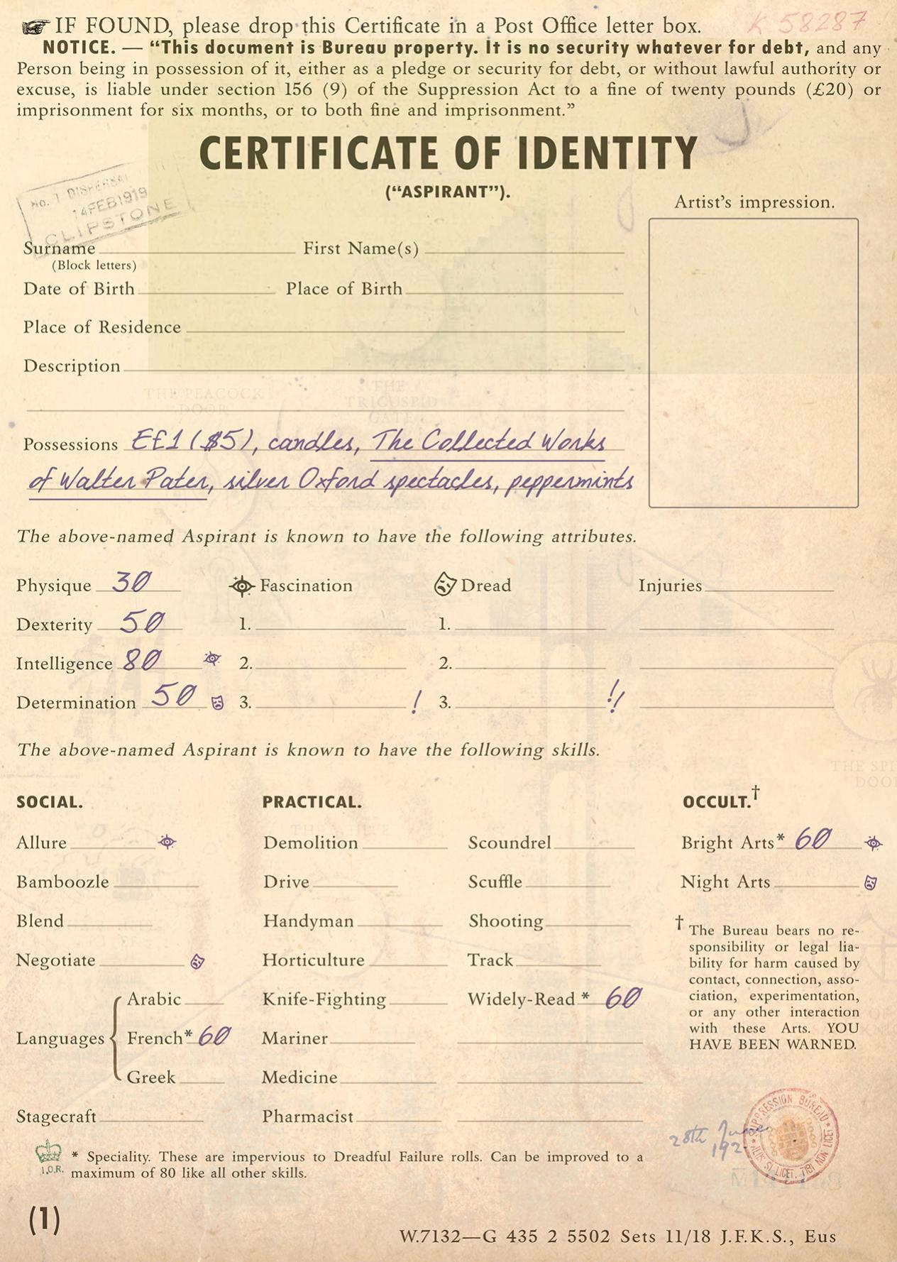 Blades In The Dark - Character Sheets